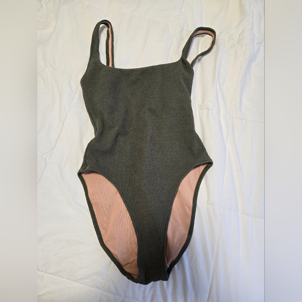J Crew Olive Green One Piece Swimsuit - Picture 1 of 4